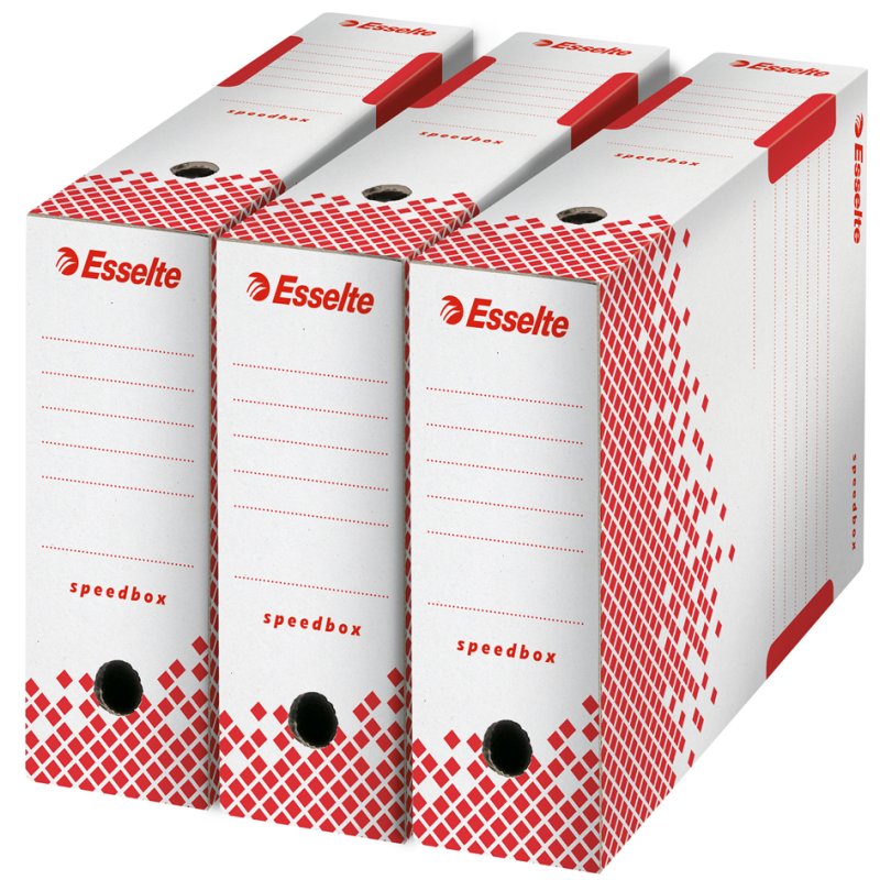 Esselte boîte d'archivage SPEEDBOX A4, blanc/rouge, 80 mm, 25 pièces